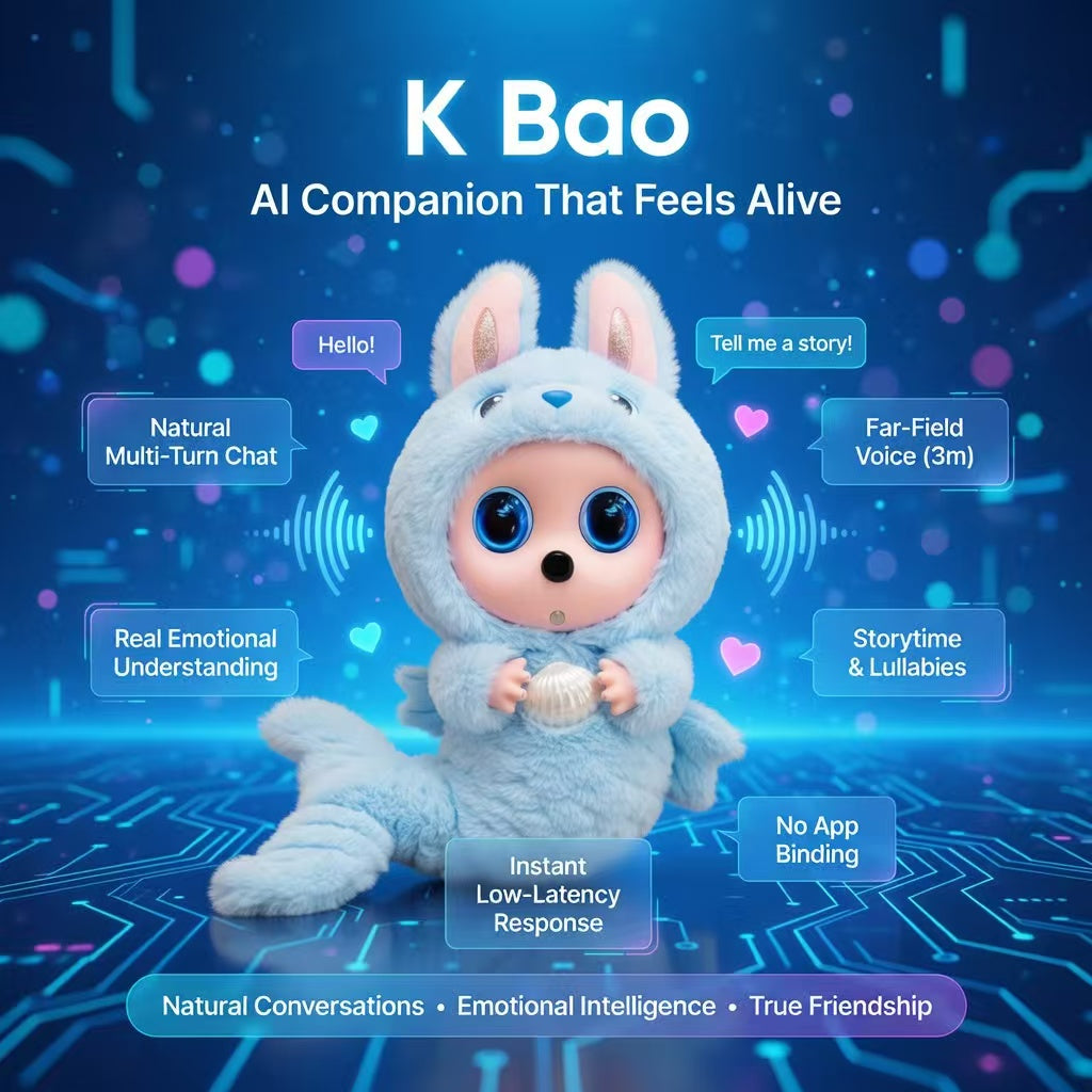 [SG Ready Stock] K-Bao AI Smart Companion Robot | Interactive Plush Pet with Voice Recognition & Emotional Intelligence | Educational Toy for Kids Birthday Gift