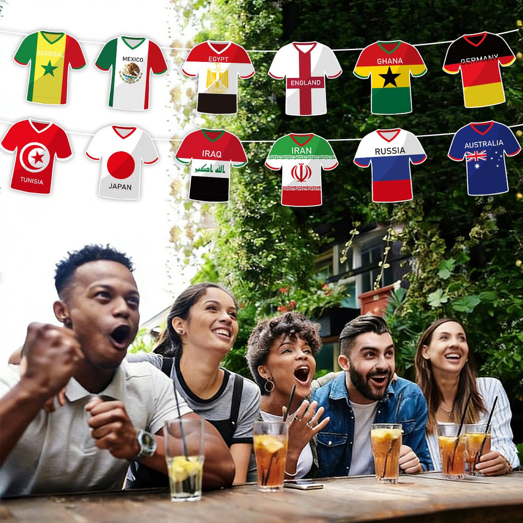 [Ready Stock] World Cup Football Party Decoration String Flag National Jersey Banner Soccer Tinsel Garland Singapore National Day Decor