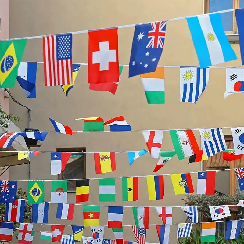 [Ready Stock] World Cup Football Party Decoration String Flag National Jersey Banner Soccer Tinsel Garland Singapore National Day Decor