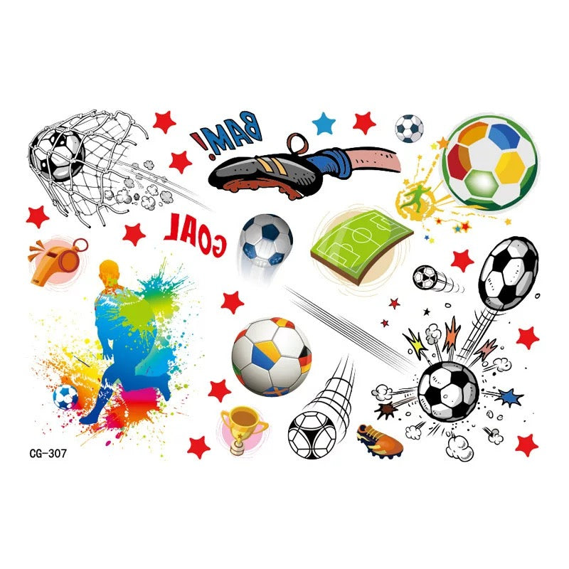 [SG Stock] Waterproof Sports Temporary Tattoos | 2026 World Cup Soccer & Basketball Fake Tattoo Stickers for Kids Party
