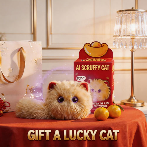 MIFA AI Interactive Smart Robot Cat Toy Built-in AI Chip 80+ Languages Voice Control Fluffy Plush Fortune Cat [Local Seller]