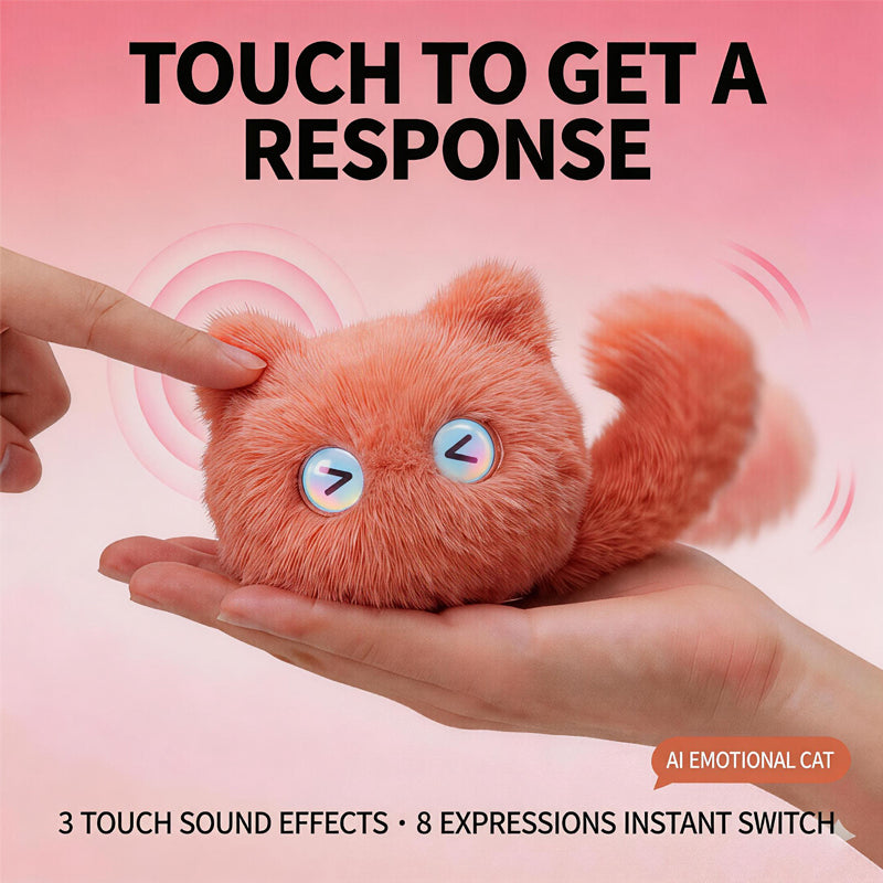 [SG Ready Stock] JUANJUAN AI Curious Cat Interactive Plush Toy WiFi Chat Touch Response 8 Expressions Office Desk Companion