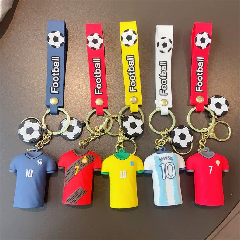 [Ready Stock] 3D Football Jersey Keychain World Cup Soccer Club Keyring Bag Charm Fan Gift Car Pendant Accessory