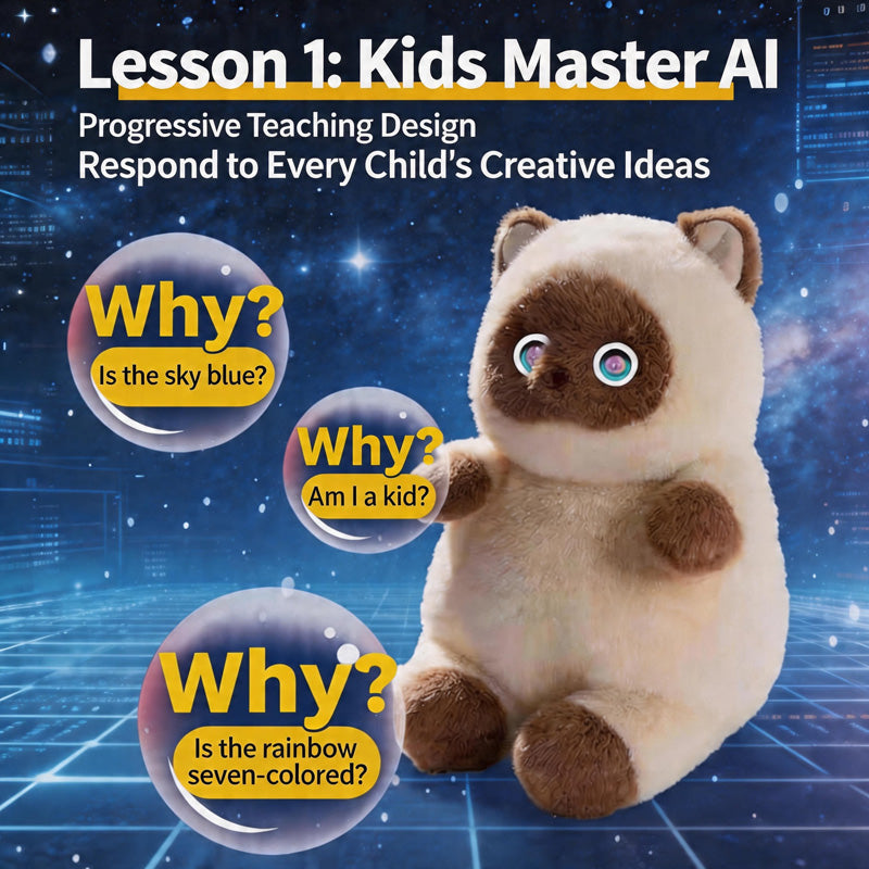 [SG Ready Stock] Meow Smart AI Cat Plush Interactive Talking Doll Educational Learning Machine Multi-Dialog Kids Toy
