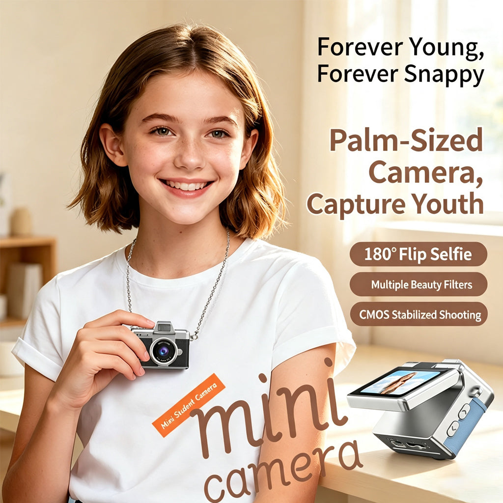 [SG Ready Stock] Mini Retro SLR Camera | 180° Flip Screen Selfie Camera | Palm-Sized OOTD Accessory Keychain Digital Cam for Students