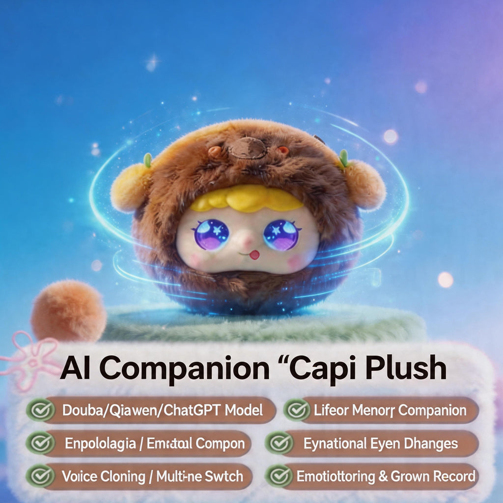 [SG Ready Stock] AI Smart Interactive Plush Toy Companion | Ronoo LLM Voice Recognition Pet | Animated LED Eyes & App Control | 15cm Kids Gift