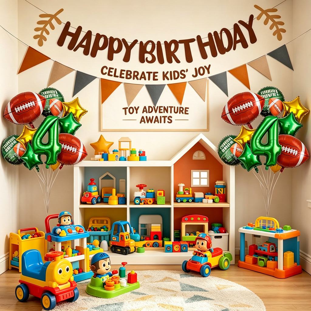 [SG Ready Stock] American Football Balloon Set | Sports Theme Boys Birthday Party Decoration | Green Number Touchdown Foil Balloons