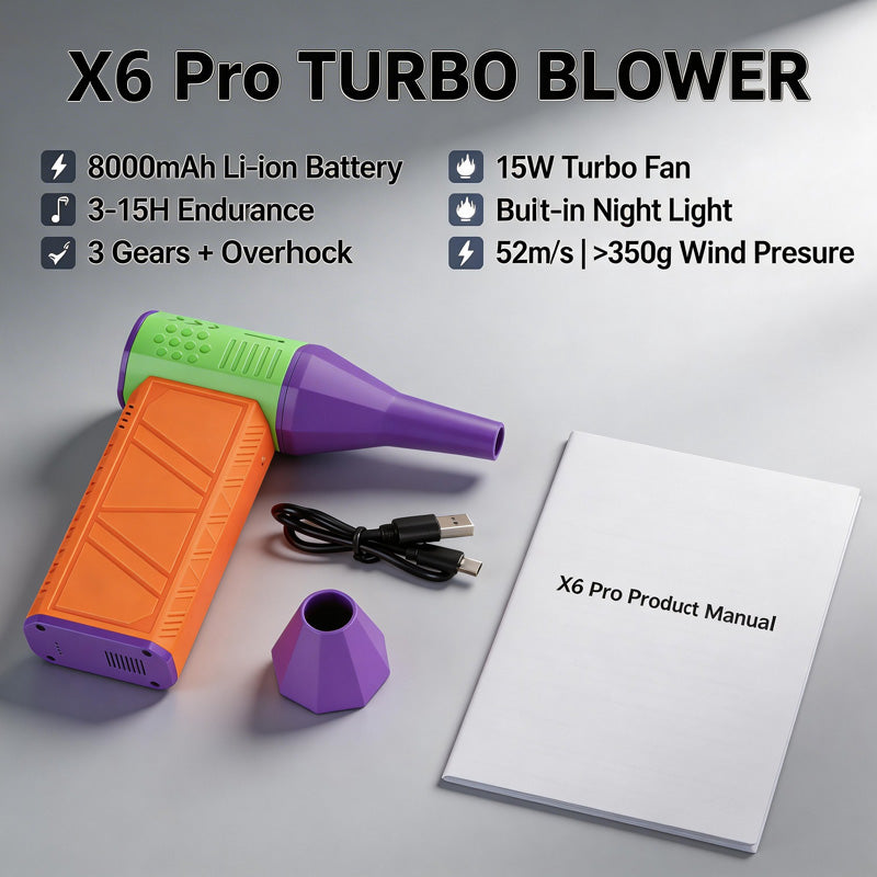 [SG Ready Stock] X6 Pro Turbo Fan Jet Dry Blower 150000RPM 2-in-1 Portable Vacuum Cleaner Brushless Motor Car PC Cleaning