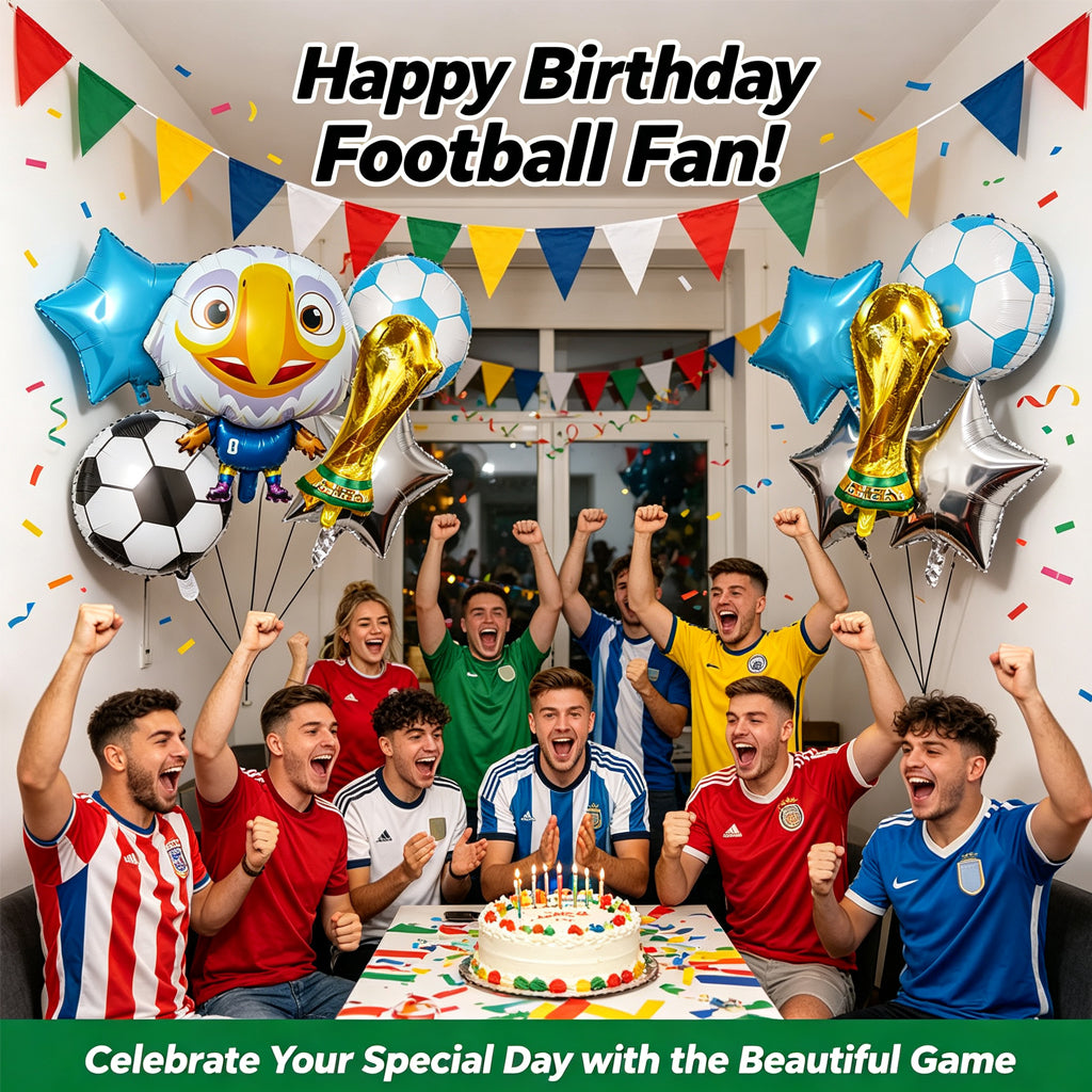 [SG Ready Stock] 2026 World Cup Soccer Foil Balloons | Football Mascot Trophy Balloon Set & 3D Singles | Party Decor