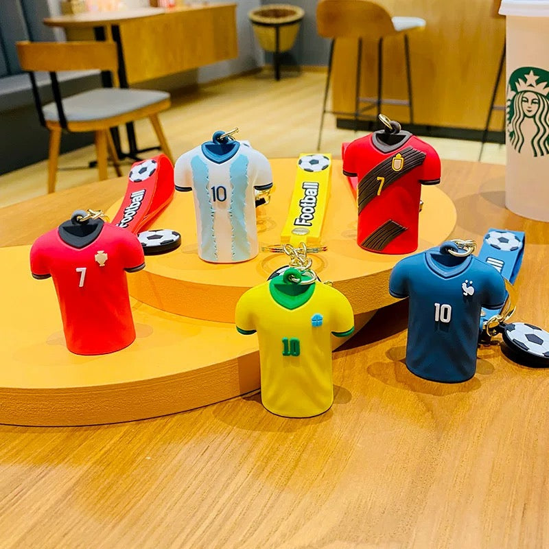 [Ready Stock] 3D Football Jersey Keychain World Cup Soccer Club Keyring Bag Charm Fan Gift Car Pendant Accessory