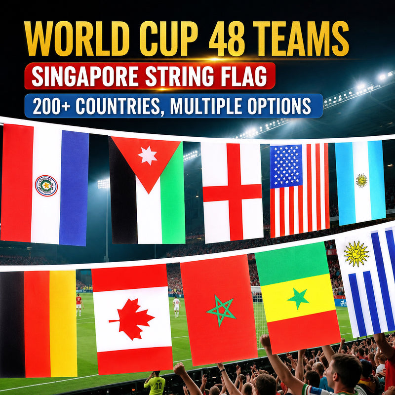 [Ready Stock] World Cup Football Party Decoration String Flag National Jersey Banner Soccer Tinsel Garland Singapore National Day Decor