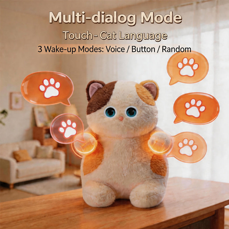 [SG Ready Stock] Meow Smart AI Cat Plush Interactive Talking Doll Educational Learning Machine Multi-Dialog Kids Toy