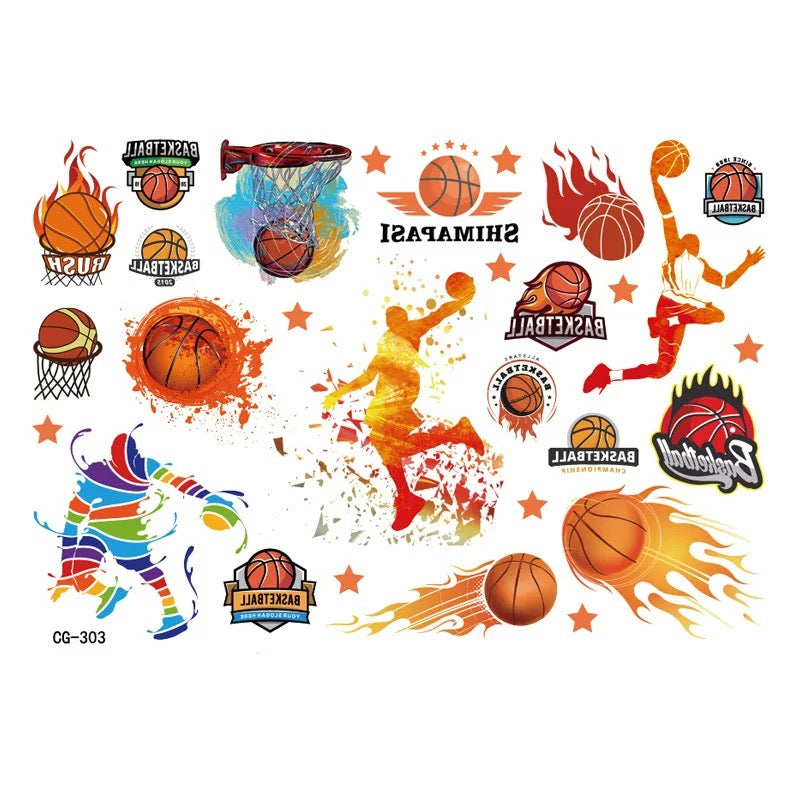 [SG Stock] Waterproof Sports Temporary Tattoos | 2026 World Cup Soccer & Basketball Fake Tattoo Stickers for Kids Party
