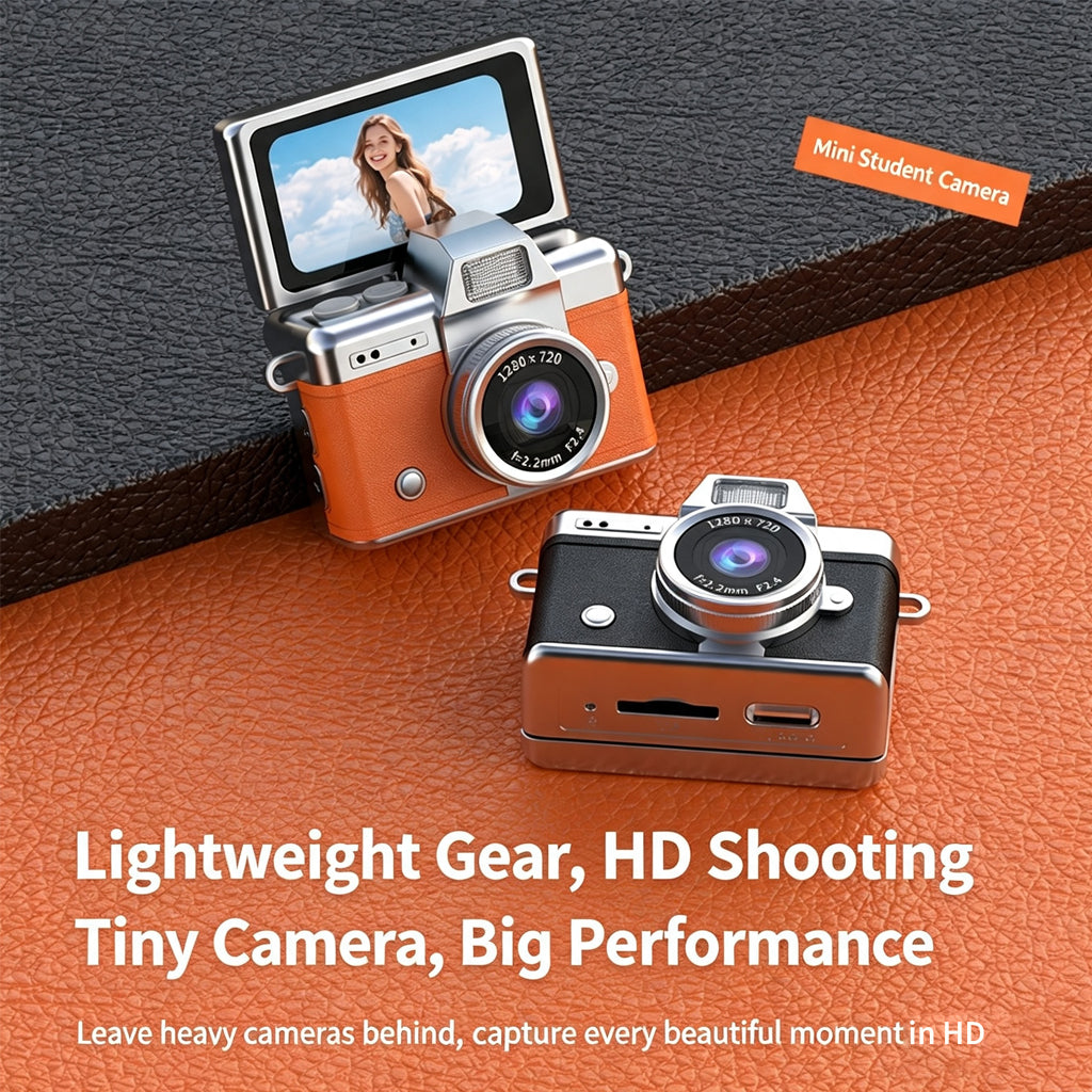 [SG Ready Stock] Mini Retro SLR Camera | 180° Flip Screen Selfie Camera | Palm-Sized OOTD Accessory Keychain Digital Cam for Students