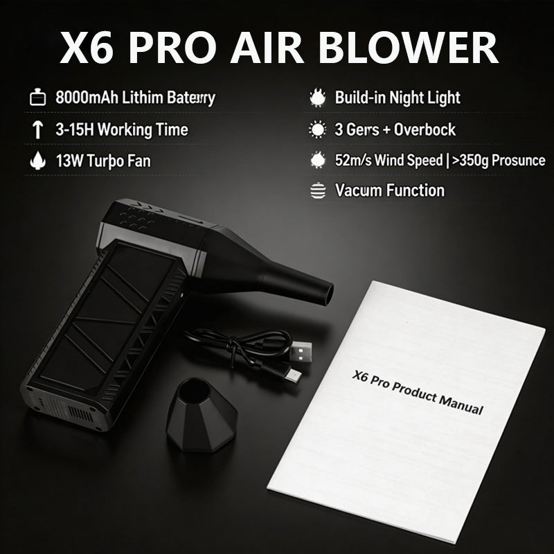 [SG Ready Stock] X6 Pro Turbo Fan Jet Dry Blower 150000RPM 2-in-1 Portable Vacuum Cleaner Brushless Motor Car PC Cleaning