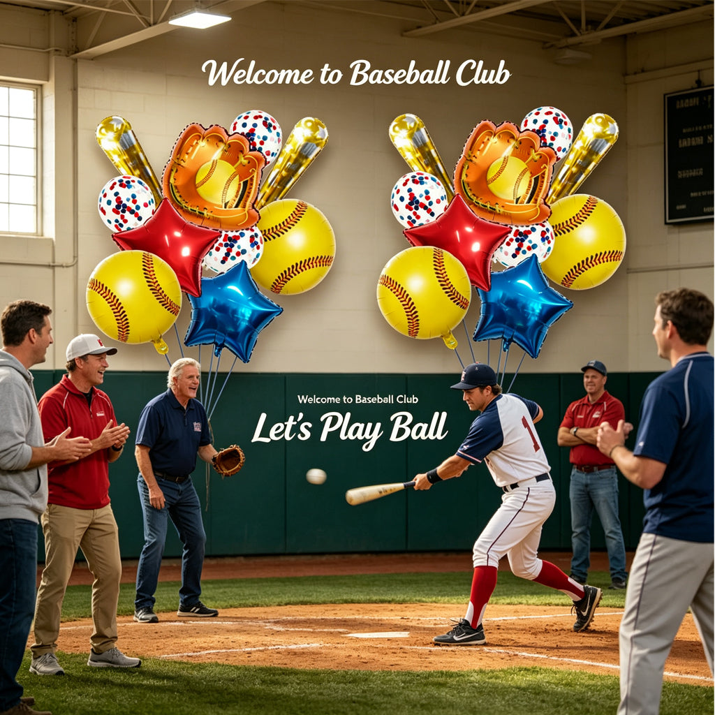 [SG Ready Stock] Baseball Balloon Bouquet Set | Sports Theme Kids Birthday Party Decoration | Foil Glove Bat Garland Kit