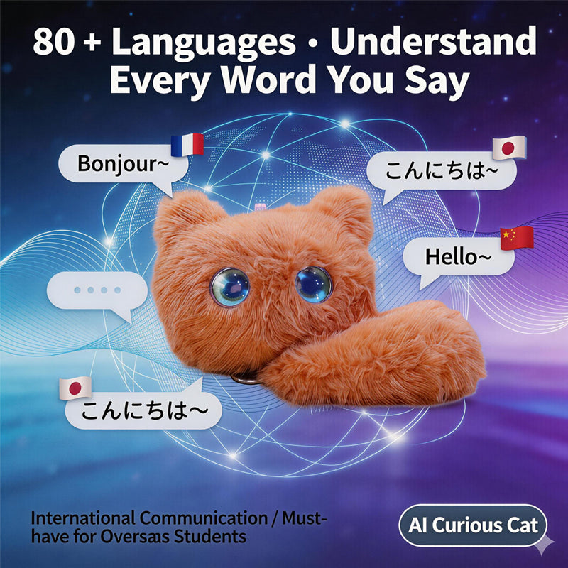 [SG Ready Stock] JUANJUAN AI Curious Cat Interactive Plush Toy WiFi Chat Touch Response 8 Expressions Office Desk Companion