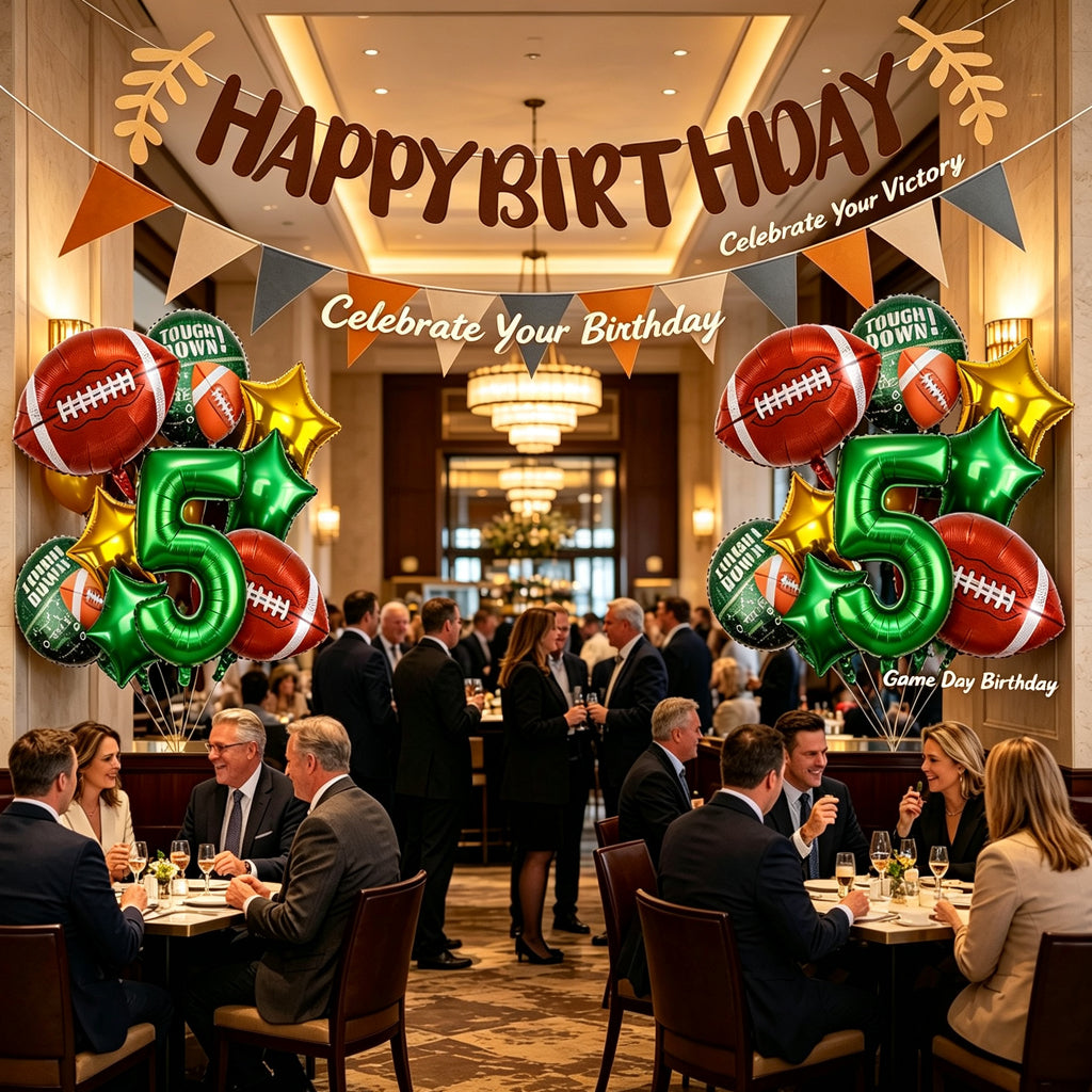 [SG Ready Stock] American Football Balloon Set | Sports Theme Boys Birthday Party Decoration | Green Number Touchdown Foil Balloons