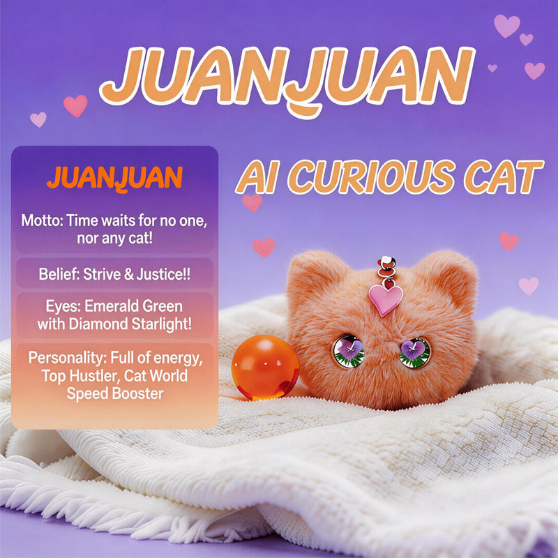 [SG Ready Stock] JUANJUAN AI Curious Cat Interactive Plush Toy WiFi Chat Touch Response 8 Expressions Office Desk Companion