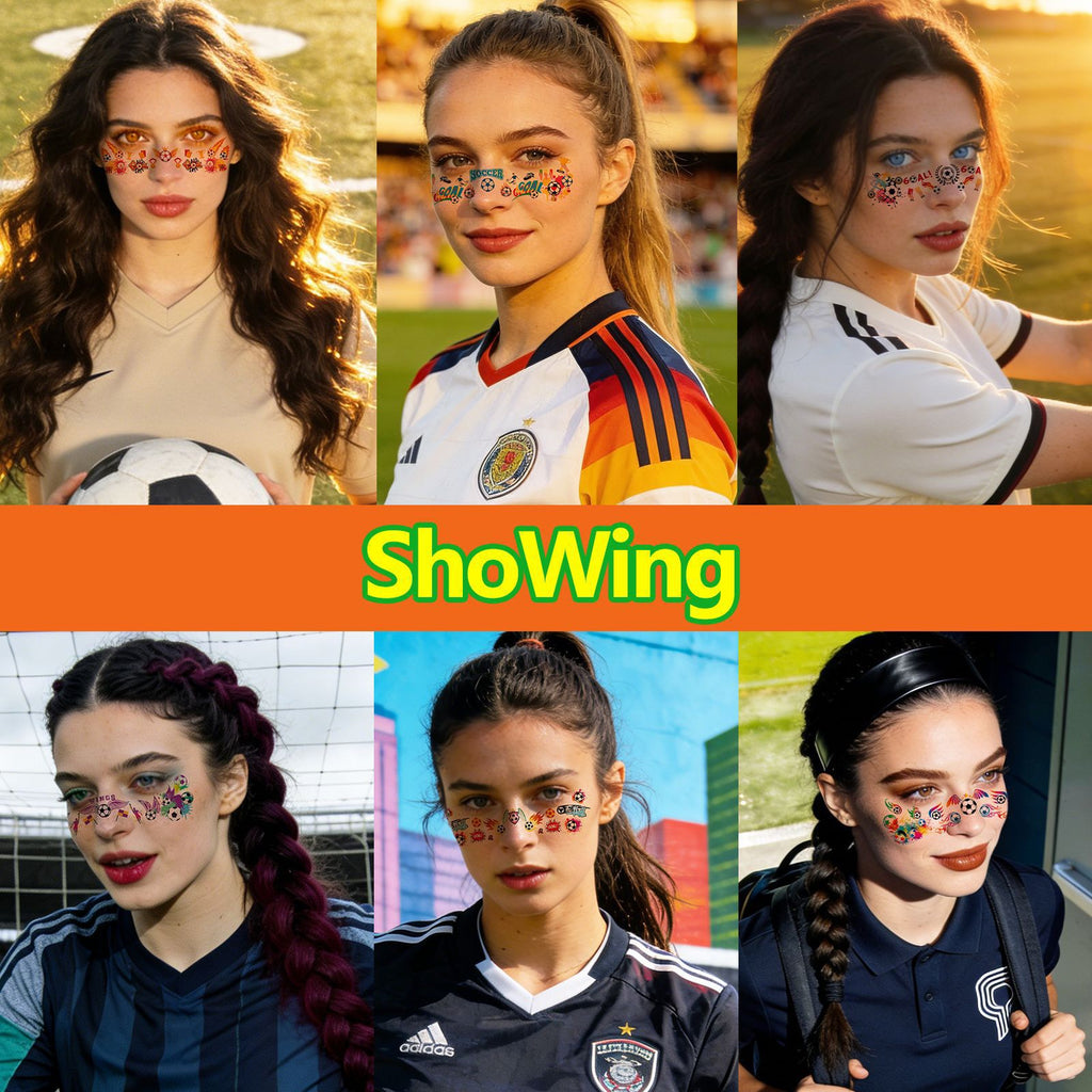 【SG Ready Stock】6 Pcs/Set Waterproof Football Freckle Tattoos World Cup 2026 Face Body Stickers Fan Party Make Up