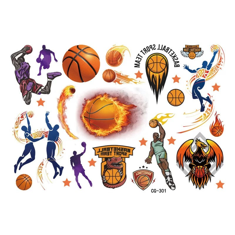 [SG Stock] Waterproof Sports Temporary Tattoos | 2026 World Cup Soccer & Basketball Fake Tattoo Stickers for Kids Party
