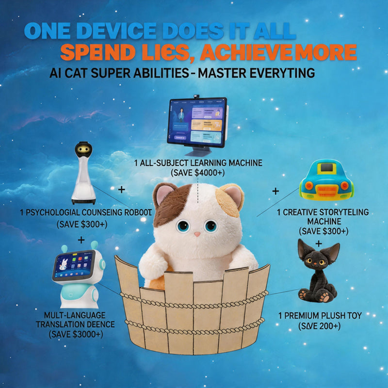[SG Ready Stock] Meow Smart AI Cat Plush Interactive Talking Doll Educational Learning Machine Multi-Dialog Kids Toy