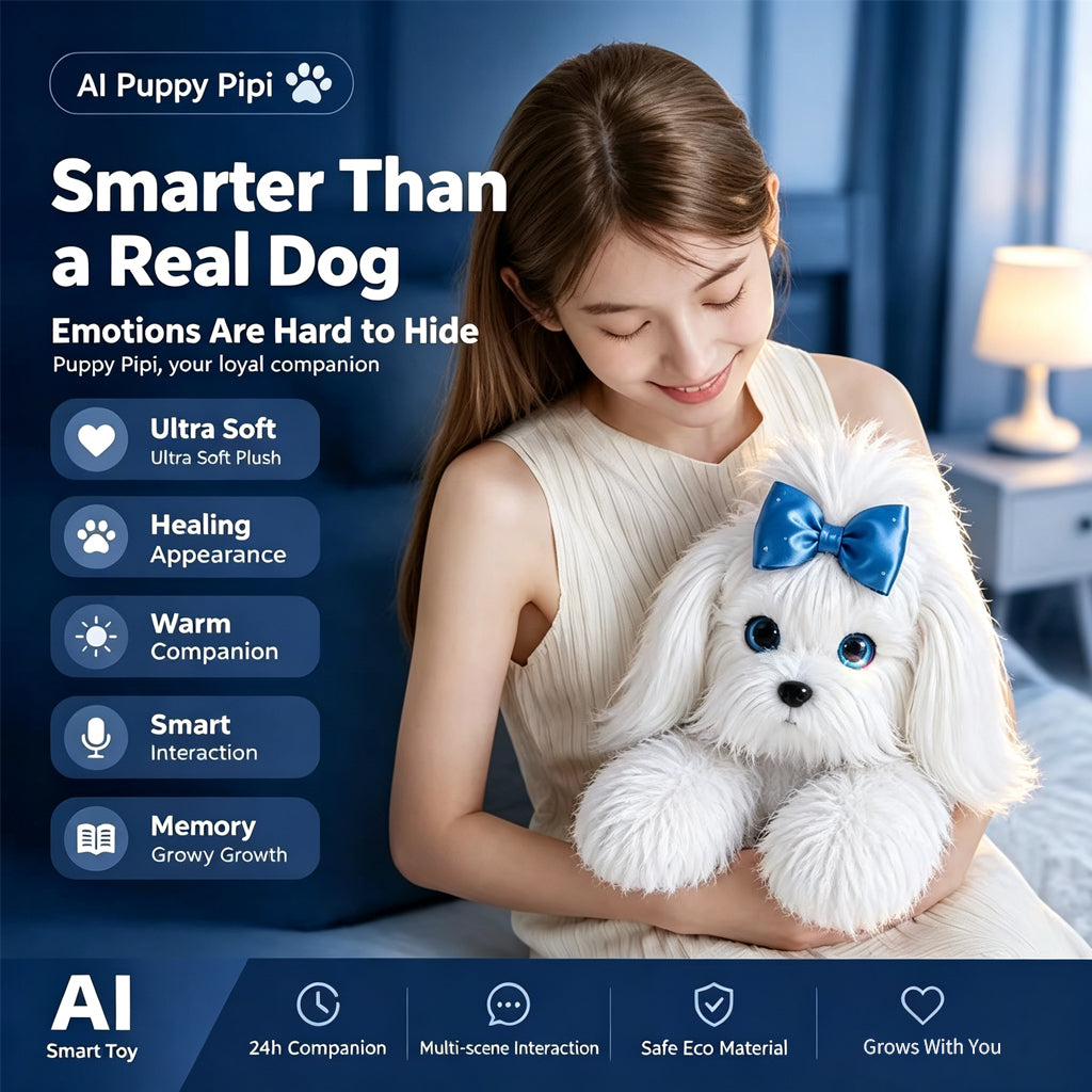 [SG Ready Stock] AI Smart Puppy Pipi Plush Toy | Interactive Voice Companion & Memory Growth Robot Dog for Kids