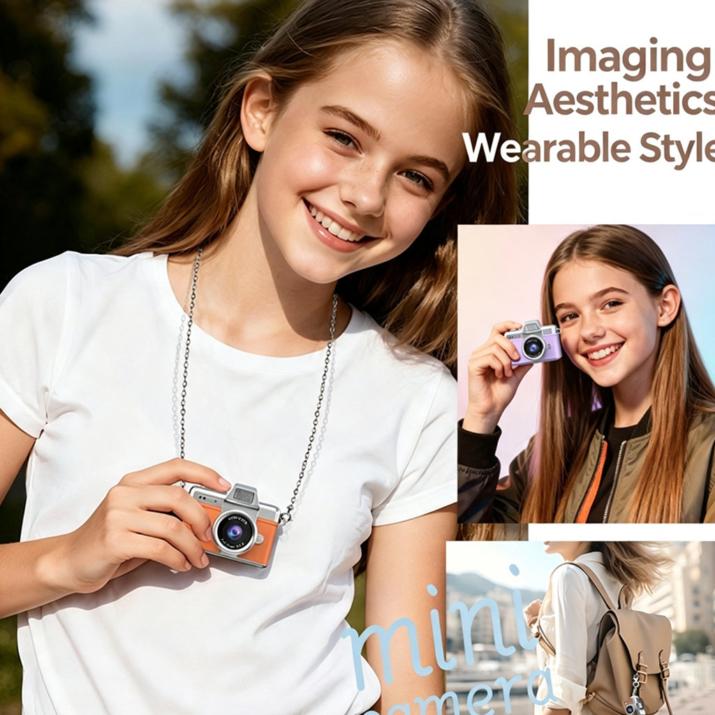 [SG Ready Stock] Mini Retro SLR Camera | 180° Flip Screen Selfie Camera | Palm-Sized OOTD Accessory Keychain Digital Cam for Students