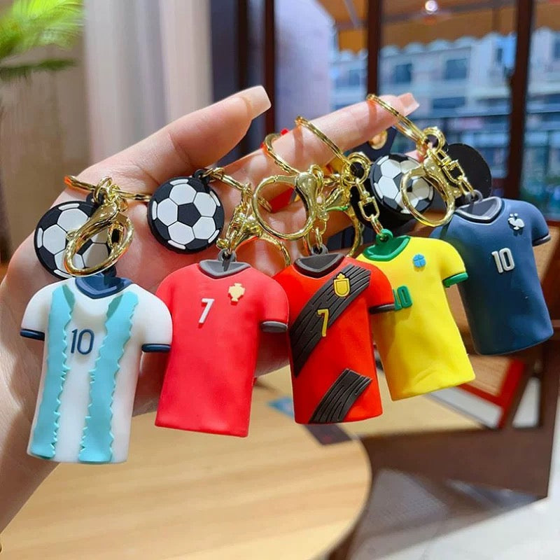 [Ready Stock] 3D Football Jersey Keychain World Cup Soccer Club Keyring Bag Charm Fan Gift Car Pendant Accessory