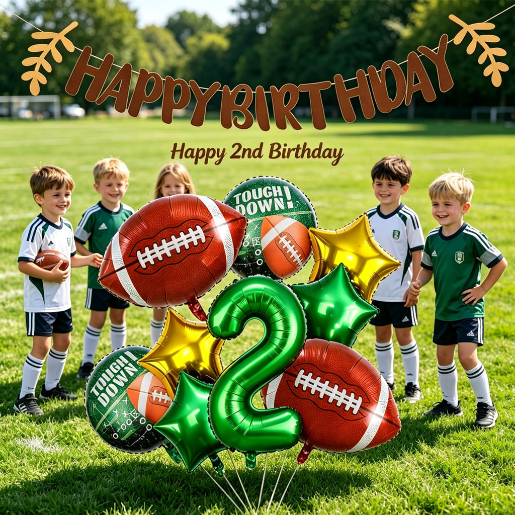 [SG Ready Stock] American Football Balloon Set | Sports Theme Boys Birthday Party Decoration | Green Number Touchdown Foil Balloons