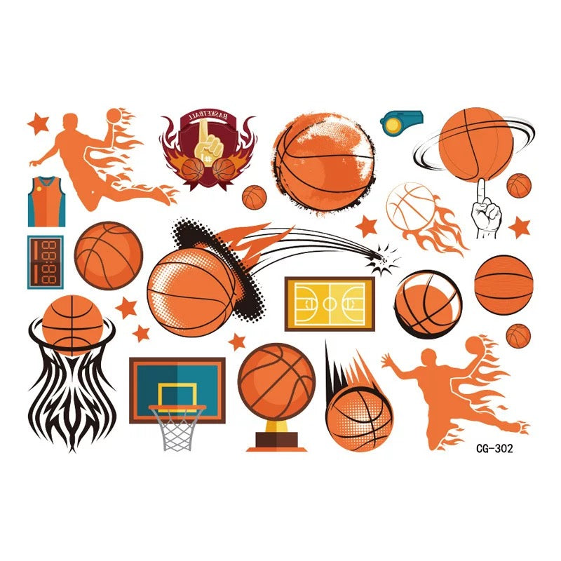[SG Stock] Waterproof Sports Temporary Tattoos | 2026 World Cup Soccer & Basketball Fake Tattoo Stickers for Kids Party