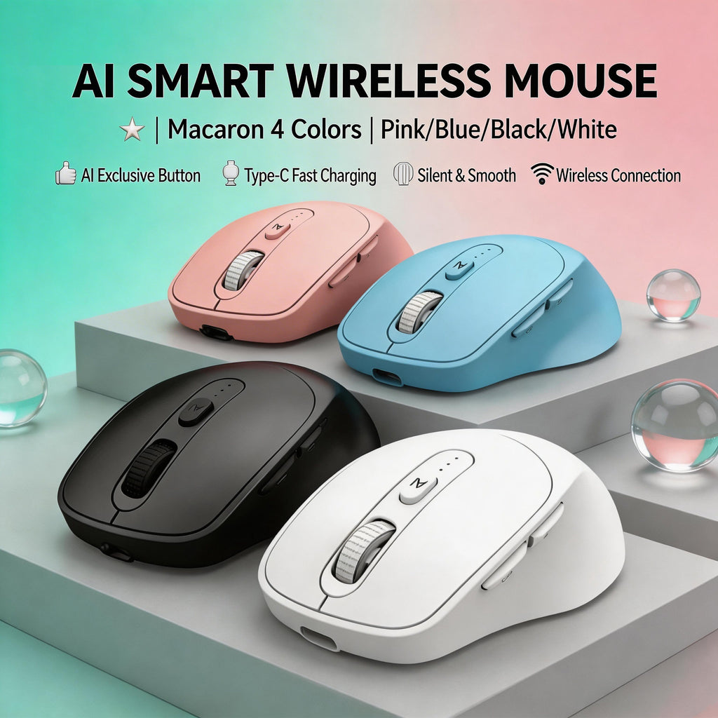 [SG Ready Stock] AI Smart Wireless Mouse | One-Click AI Assistant, Voice to Text, Translation | Silent Type-C Rechargeable Ergonomic Mouse