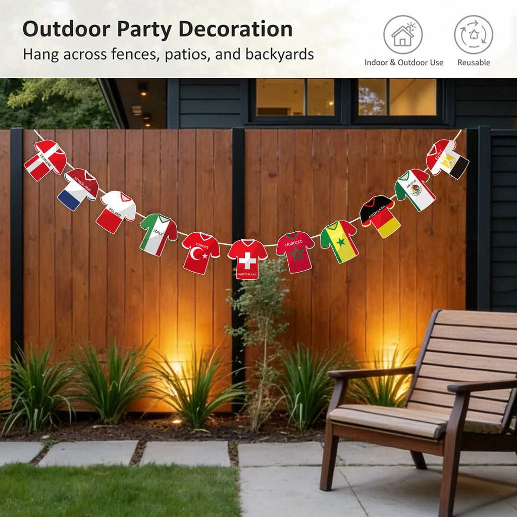 [Ready Stock] World Cup Football Party Decoration String Flag National Jersey Banner Soccer Tinsel Garland Singapore National Day Decor