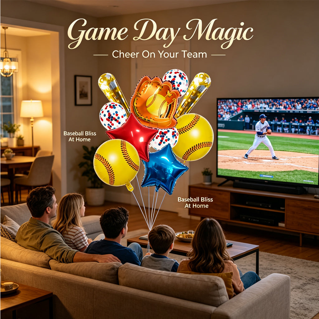 [SG Ready Stock] Baseball Balloon Bouquet Set | Sports Theme Kids Birthday Party Decoration | Foil Glove Bat Garland Kit