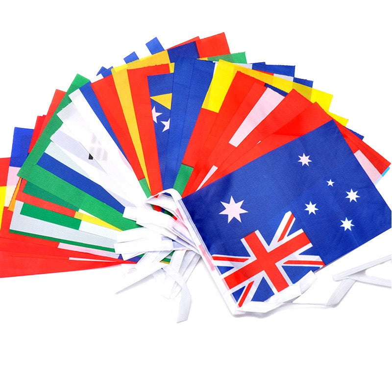 [Ready Stock] World Cup Football Party Decoration String Flag National Jersey Banner Soccer Tinsel Garland Singapore National Day Decor