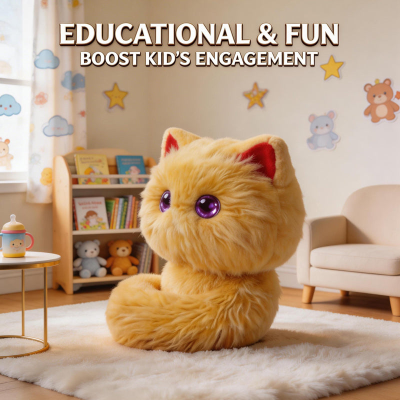 MIFA AI Interactive Smart Robot Cat Toy Built-in AI Chip 80+ Languages Voice Control Fluffy Plush Fortune Cat [Local Seller]