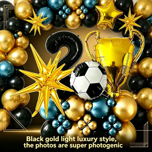 SG Ready Stock】 Soccer Champion Birthday Balloon Set Football Trophy Foil Number Balloons Party Decoration Supplies