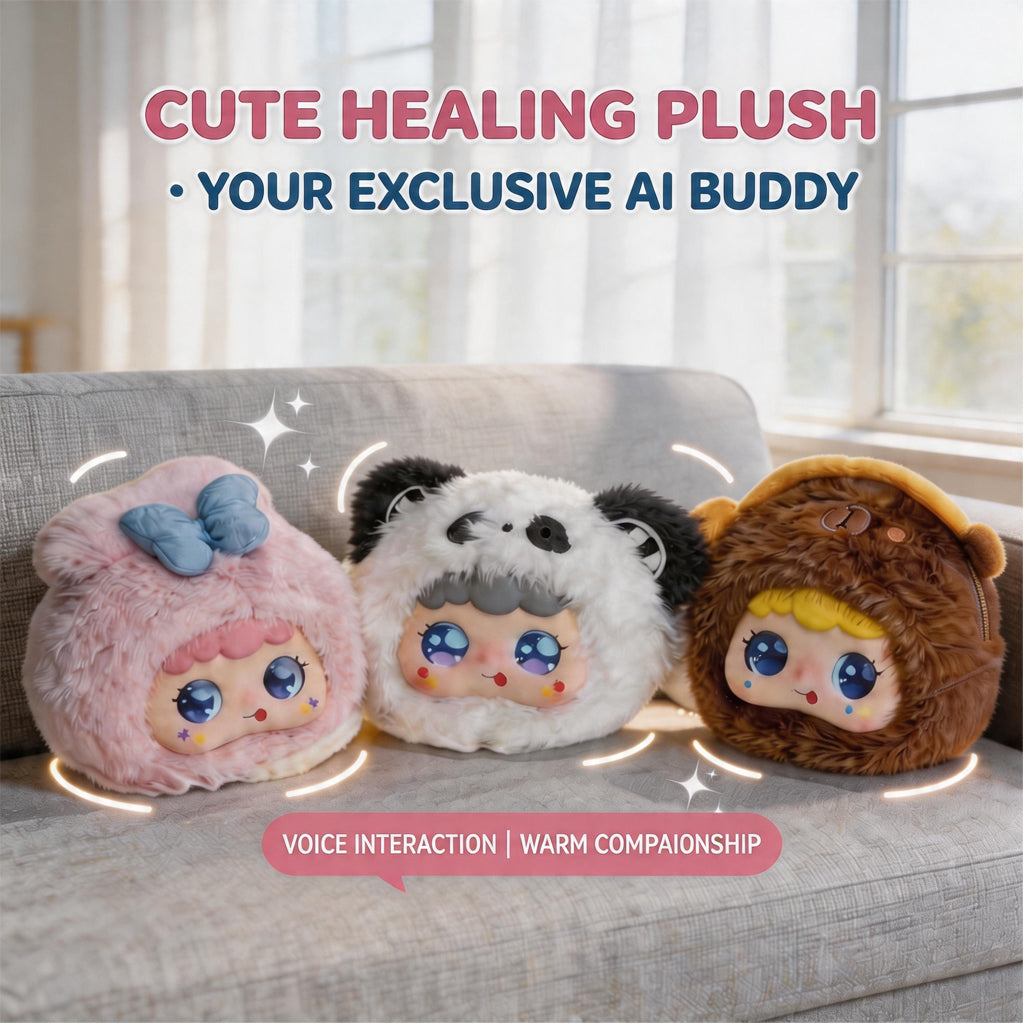 [SG Ready Stock] AI Smart Interactive Plush Toy Companion | Ronoo LLM Voice Recognition Pet | Animated LED Eyes & App Control | 15cm Kids Gift