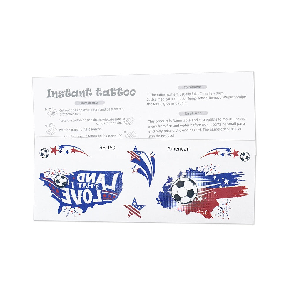 [SG Ready Stock] 2026 World Cup Football Face Tattoos | Waterproof Temporary National Flag Stickers for Fans | Safe & Non-Toxic