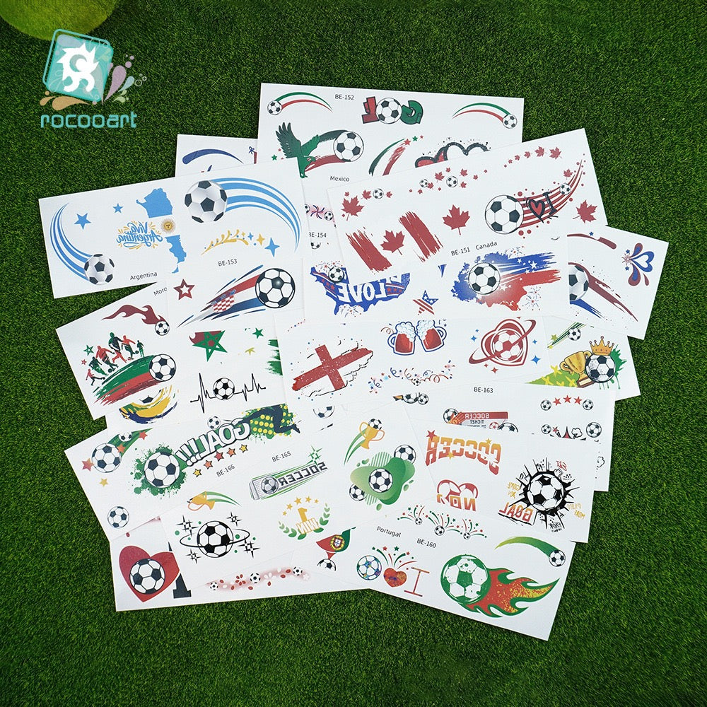 [SG Ready Stock] 2026 World Cup Football Face Tattoos | Waterproof Temporary National Flag Stickers for Fans | Safe & Non-Toxic