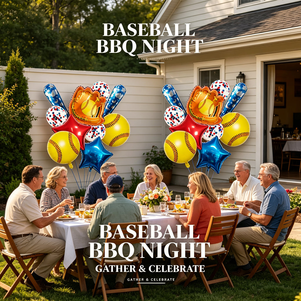 [SG Ready Stock] Baseball Balloon Bouquet Set | Sports Theme Kids Birthday Party Decoration | Foil Glove Bat Garland Kit