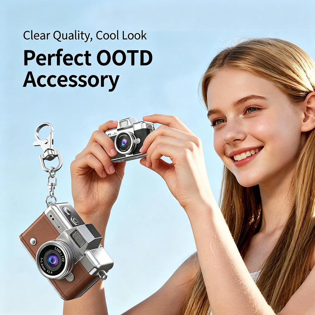 [SG Ready Stock] Mini Retro SLR Camera | 180° Flip Screen Selfie Camera | Palm-Sized OOTD Accessory Keychain Digital Cam for Students