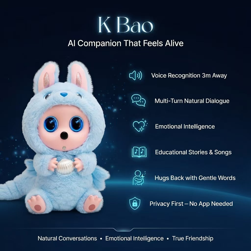 [SG Ready Stock] K-Bao AI Smart Companion Robot | Interactive Plush Pet with Voice Recognition & Emotional Intelligence | Educational Toy for Kids Birthday Gift