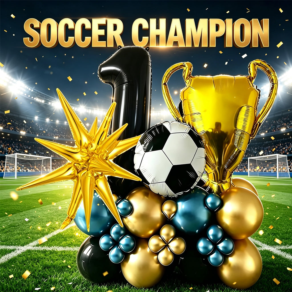 SG Ready Stock】 Soccer Champion Birthday Balloon Set Football Trophy Foil Number Balloons Party Decoration Supplies