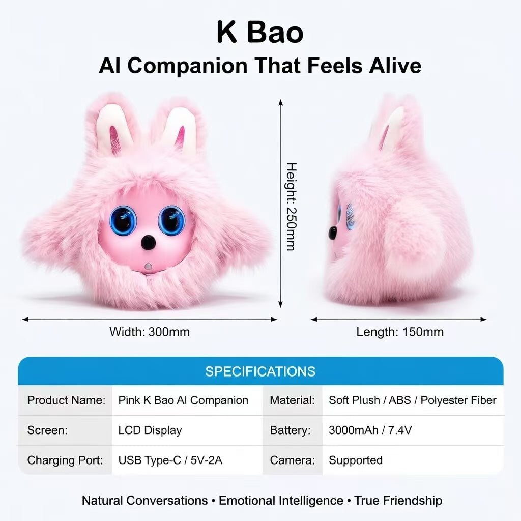[SG Ready Stock] K-Bao AI Smart Companion Robot | Interactive Plush Pet with Voice Recognition & Emotional Intelligence | Educational Toy for Kids Birthday Gift
