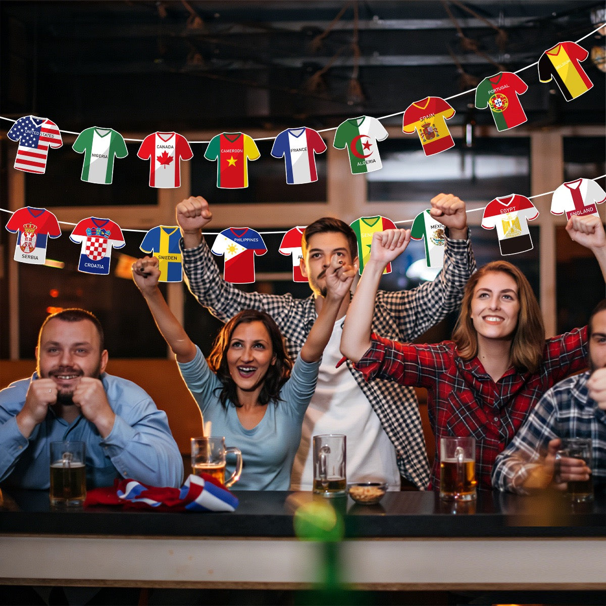 [Ready Stock] World Cup Football Party Decoration String Flag National Jersey Banner Soccer Tinsel Garland Singapore National Day Decor