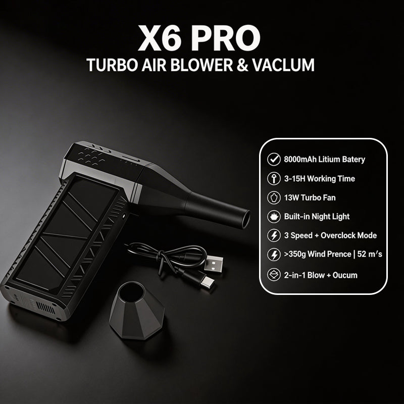 [SG Ready Stock] X6 Pro Turbo Fan Jet Dry Blower 150000RPM 2-in-1 Portable Vacuum Cleaner Brushless Motor Car PC Cleaning
