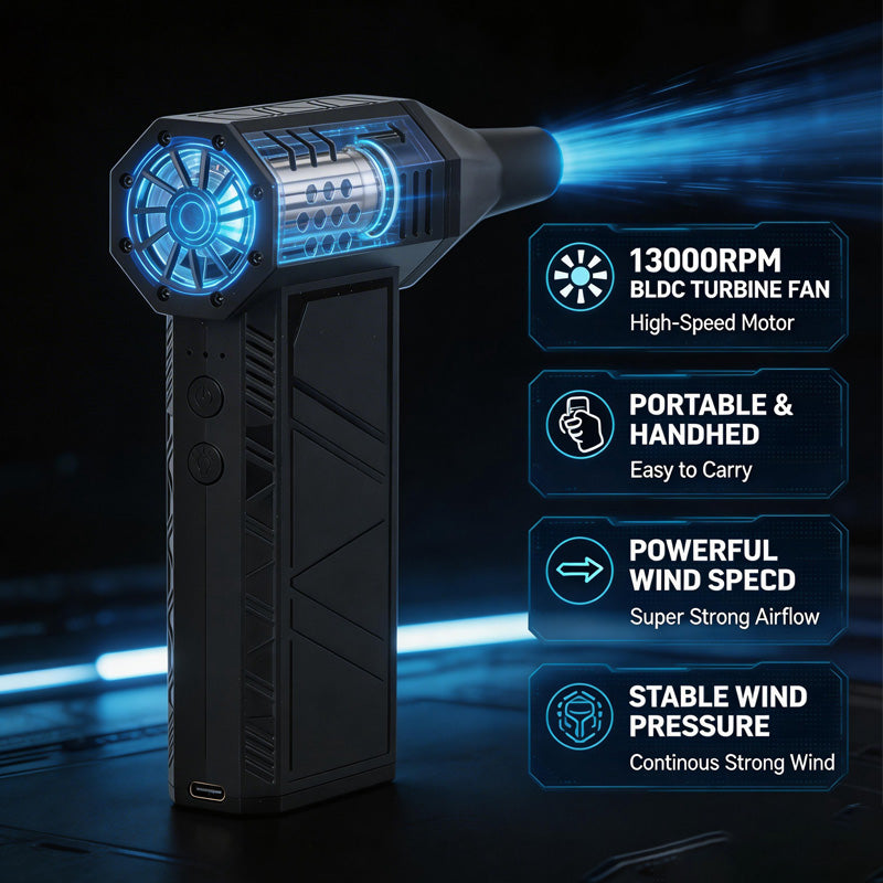X6 Turbo Fan 130000RPM High Speed Jet Fan 2-in-1 Air Duster & Vacuum Cleaner Portable Cordless Blower with LED Light for PC Keyboard Car Cleaning
