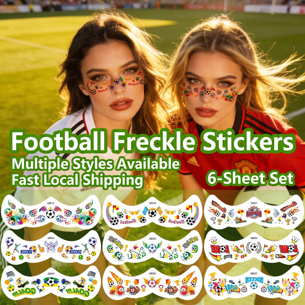 【SG Ready Stock】6 Pcs/Set Waterproof Football Freckle Tattoos World Cup 2026 Face Body Stickers Fan Party Make Up