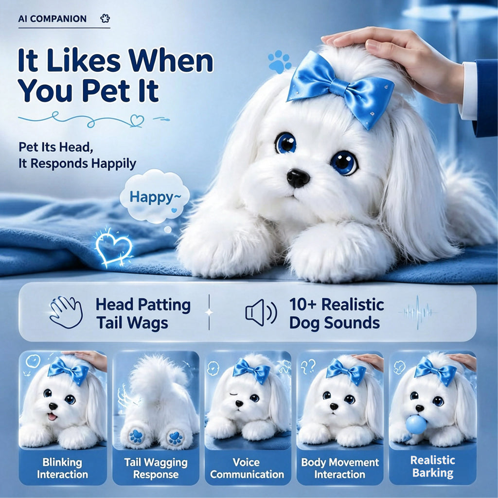 [SG Ready Stock] AI Smart Puppy Pipi Plush Toy | Interactive Voice Companion & Memory Growth Robot Dog for Kids